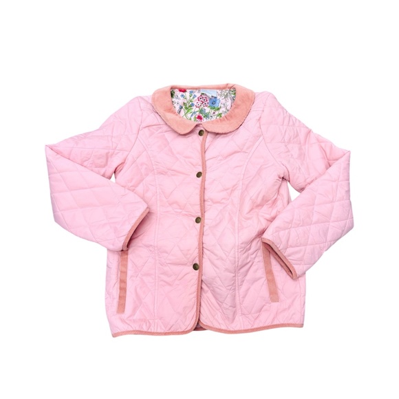 Little English Quilted Coat with Corduroy Trim